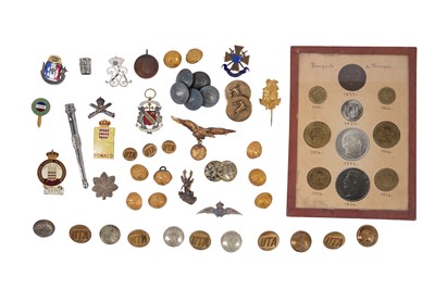 Lot 677 - A LARGE COLLECTION OF MILITARY BADGES, MEDALLIONS AND BUTTONS