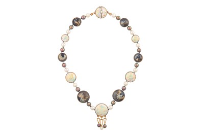 Lot 171 - FRED RICH | AN ENAMEL AND PEARL NECKLACE