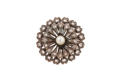 Lot 6 - A PEARL AND DIAMOND CLUSTER BROOCH