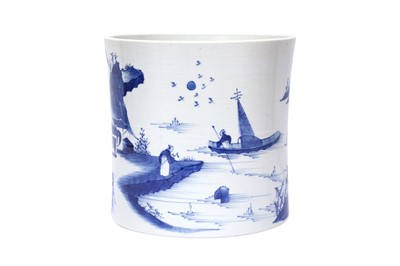 Lot 466 - A CHINESE BLUE AND WHITE BRUSH POT, BITONG