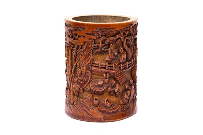 Lot 254 - A CHINESE CARVED BAMBOO BRUSH POT, BITONG