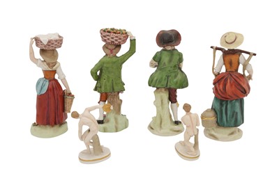Lot 197 - A GROUP OF SIX LATE 19TH OR EARLY 20TH CENTURY CAPODIMONTE PORCLAIN FIGURES