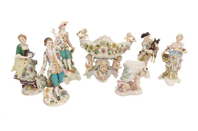 Lot 560 - A GROUP OF DRESDEN STYLE PORCELAIN FIGURINES, IN THE 18TH CENTURY TASTE
