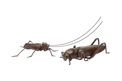 Lot 406 - TWO JAPANESE JIZAI OKIMONO ARTICULATED MODELS OF INSECTS