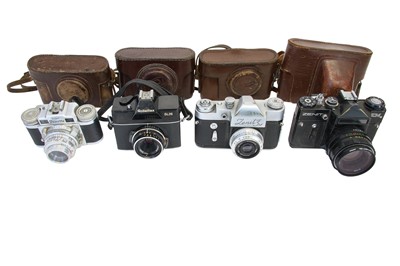 Lot 211 - Five Russian Rangefinder Cameras with 50mm lenses..