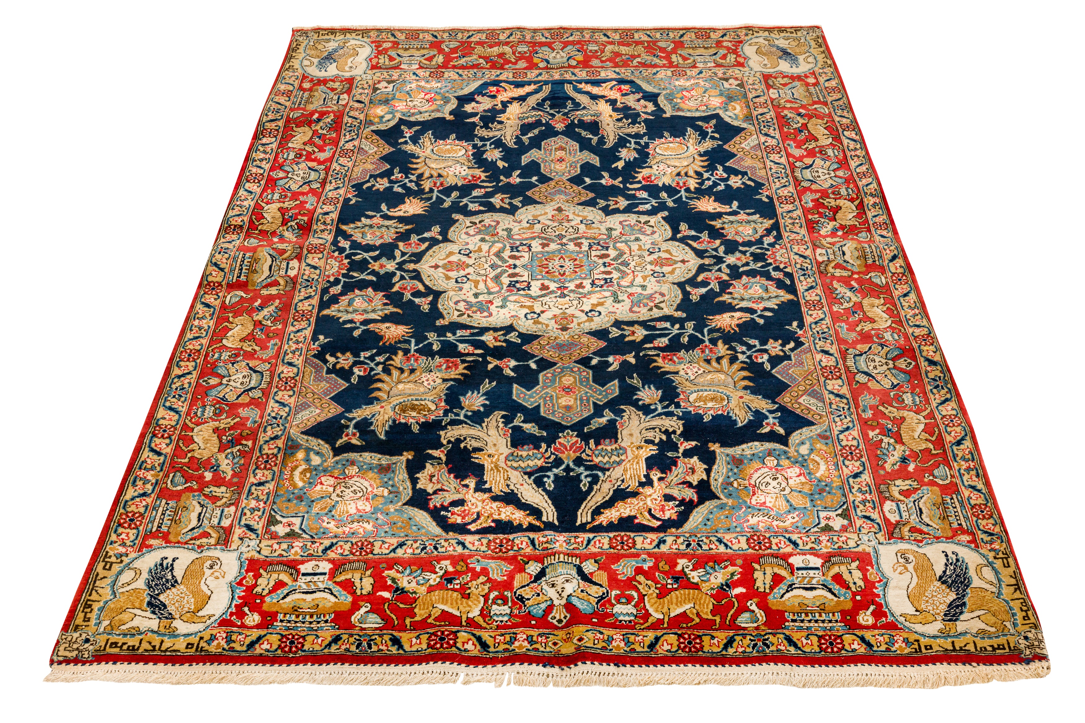 Lot 58 - A VERY FINE PART SILK QUM RUG, CENTRAL PERSIA