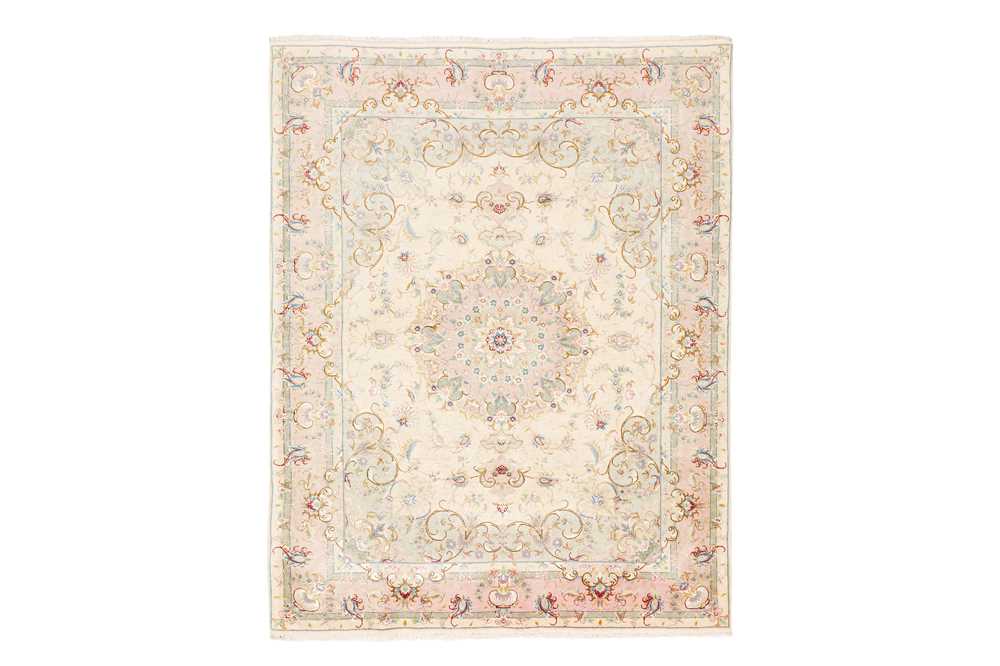 Lot 60 - AN IDENTICAL VERY FINE PART SILK TABRIZ RUG,