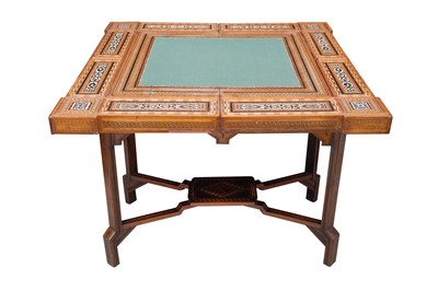 Lot 350 - AN EARLY 20TH CENTURY SYRIAN, DAMASCUS INLAID FOLDING GAMES TABLE