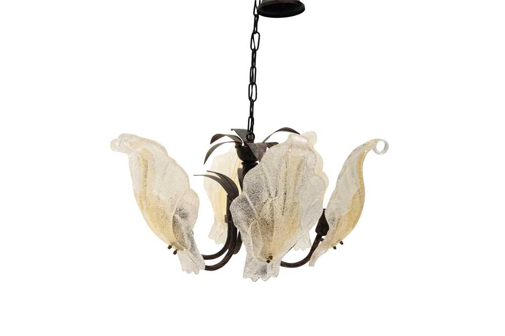 Lot 169 - AN ITALIAN FROSTED GLASS CHANDELIER