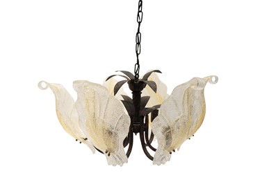 Lot 169 - AN ITALIAN FROSTED GLASS CHANDELIER