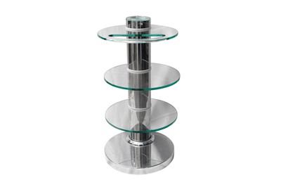 Lot 428 - A GLASS AND CHROME SIDE TABLE