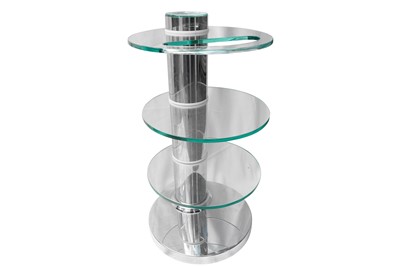 Lot 428 - A GLASS AND CHROME SIDE TABLE