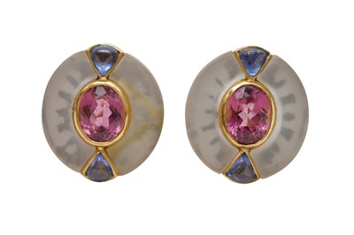 Lot 59 - A PAIR OF GEM-SET POST AND CLIP EARRINGS