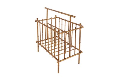 Lot 401 - A CONTEMPORARY GILT METAL FAUX BAMBOO CANTERBURY