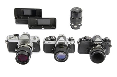 Lot 182 - Black Nikon FE & Other  Nikon Cameras & Lenses.