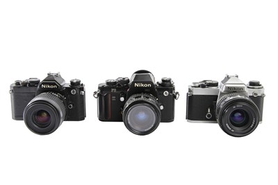 Lot 190 - Nikon F3, FM & FE Cameras.