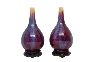 Lot 208 - A PAIR OF CHINESE FLAMBÉ-GLAZED VASES