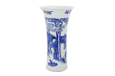 Lot 304 - A CHINESE BLUE AND WHITE SLEEVE VASE