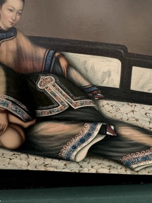 Lot 328 - A RARE CHINESE EXPORT 'NURSING MOTHER WITH INFANT AND ATTENDANT' PAINTING, UNKNOWN ARTIST