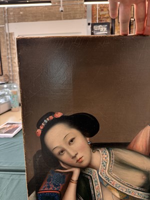 Lot 328 - A RARE CHINESE EXPORT 'NURSING MOTHER WITH INFANT AND ATTENDANT' PAINTING, UNKNOWN ARTIST