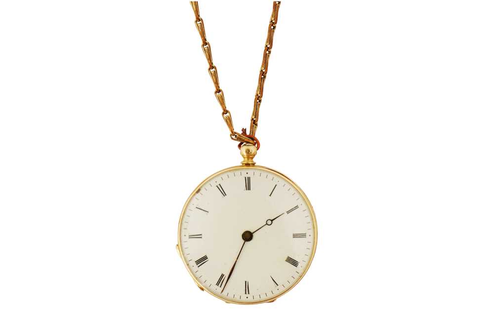 Lot 88 - A FRENCH HUIT POCKET WATCH WITH CHAIN