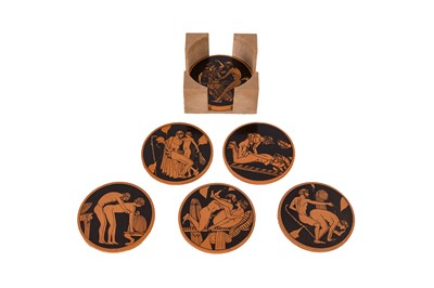 Lot 152 - SET OF COASTERS WITH ETRUSCAN EROTIC SCENES