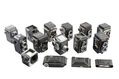 Lot 183 - KW Patent Etui Folding Camera & A Selection of TLR Cameras & Parts.