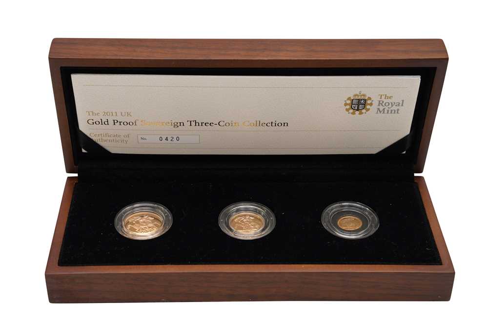 Lot 80 - SET OF THREE GOLD PROOF SOVEREIGNS
