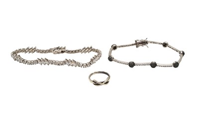 Lot 64 - TWO BRACELETS AND A SILVER TIFFANY RING