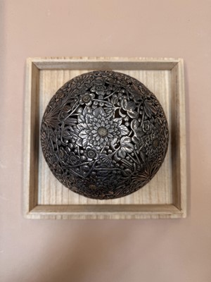 Lot 415 - A LARGE JAPANESE HANGING SILVER INCENSE BURNER, TSURI-KORO