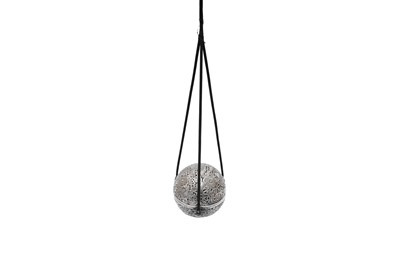 Lot 415 - A LARGE JAPANESE HANGING SILVER INCENSE BURNER, TSURI-KORO
