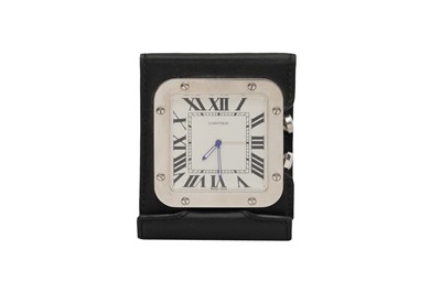 Lot 108 - CARTIER - A SANTOS DE CARTIER TRAVEL/DESK ALARM CLOCK