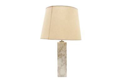 Lot 455 - A WHITE MARBLE TABLE LAMP
