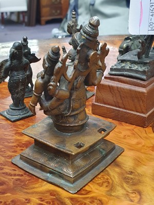 Lot 343 - A MISCELLANEOUS GROUP OF BRONZE HINDU AND BUDDHIST STATUETTES