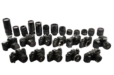 Lot 68 - SLR Film Cameras & Lenses, inc Nikon EM & 50mm Series E Lens.