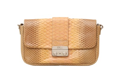 Lot 244 - λ Christian Dior Beige Ombre Python Miss Dior Wallet On Chain