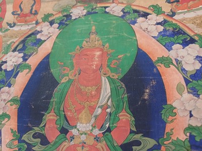 Lot 198 - A TIBETAN PAINTED THANGKA OF AMITAYUS