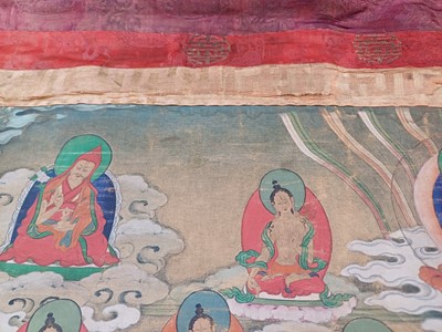 Lot 198 - A TIBETAN PAINTED THANGKA OF AMITAYUS