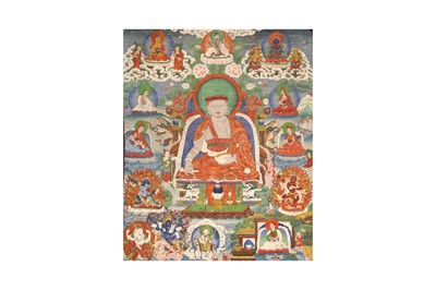 Lot 199 - A FINE TIBETAN PAINTED THANGKA OF A SIDDHA