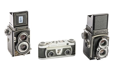 Lot 466 - A WRAY Stereo Graphic Camera & Two TLR Cameras.