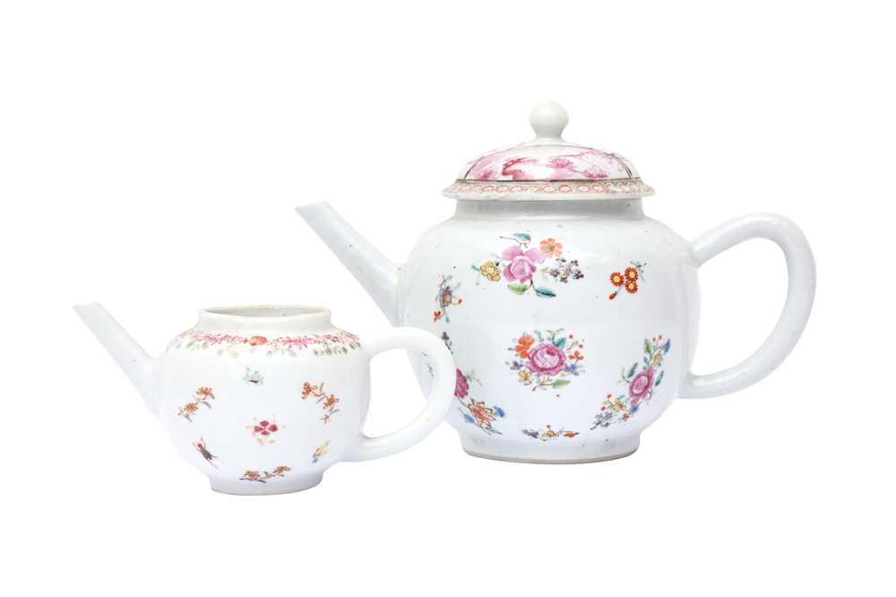 Lot 442 - TWO CHINESE EXPORT FAMILLE-ROSE TEAPOTS