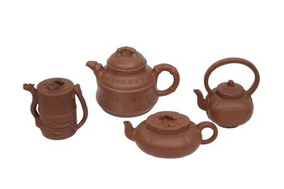 Lot 735 - FOUR CHINESE YIXING ZISHA TEAPOTS