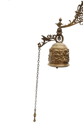 Lot 123 - A GERMAN WALL MOUNTED ORMOLU BELL, LATE 19TH CENTURY