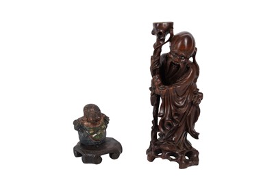 Lot 302 - TWO CHINESE CARVED WOOD FIGURES