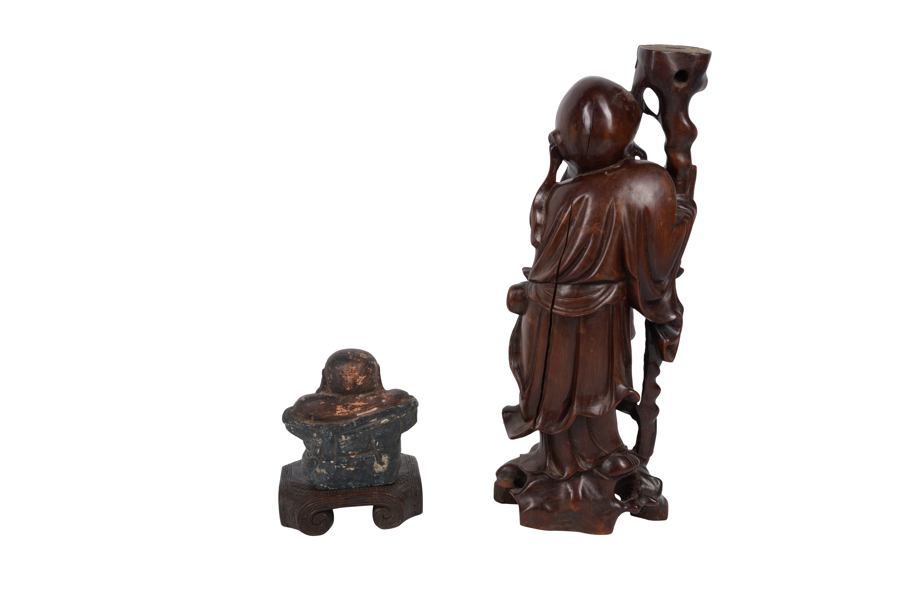 Lot 302 - TWO CHINESE CARVED WOOD FIGURES