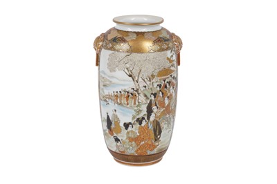 Lot 425 - A JAPANESE KUTANI 'CHERRY BLOSSOM VIEWING' VASE