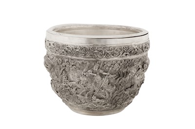 Lot 122 - A late 19th century Anglo – Indian unmarked silver bowl or wine cooler, Poona circa 1890
