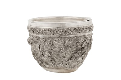 Lot 122 - A late 19th century Anglo – Indian unmarked silver bowl or wine cooler, Poona circa 1890