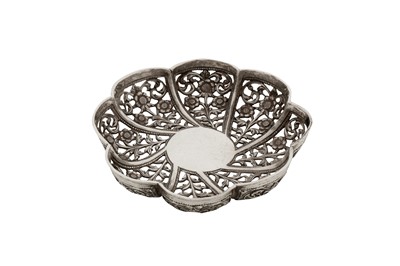 Lot 108 - A late 19th century Anglo – Indian silver dish, Cutch, Bhuj circa 1890 by Oomersi Mawji (active 1860-90)
