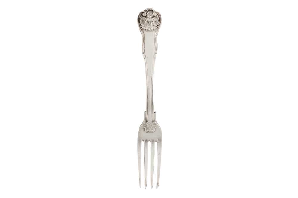 Lot 301 - A George IV sterling silver table fork, London 1820 by Paul Storr (1771-1844, first reg. 12th Jan 1793)